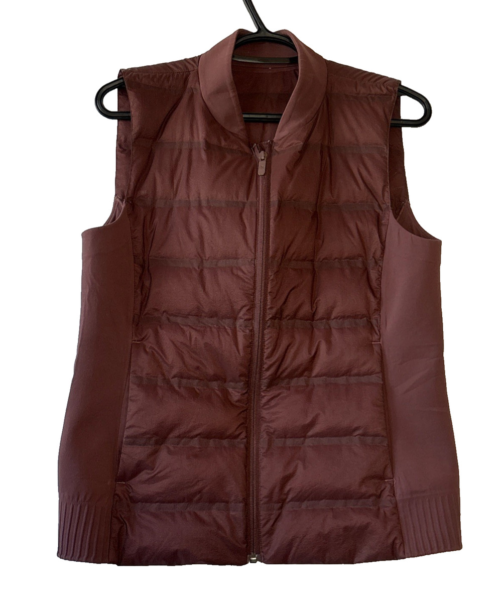 Lululemon Brown Down & Around Puffer Running Vest Size 10 Goose Down